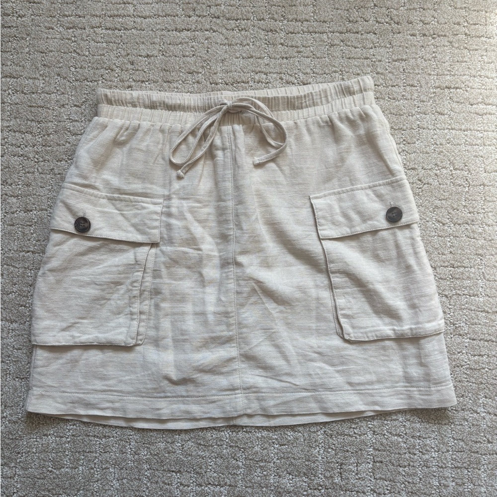 Lush Tan and White Mini Cargo Skirt